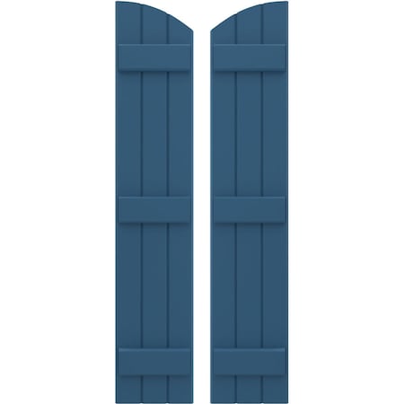 Ekena Millwork Americraft 3-Board (3 Batten) Wood Joined Board-n-Batten Shutters w/Ellipt Top, ARW401BE311X57HBH, PR ARW401BE311X57HBH